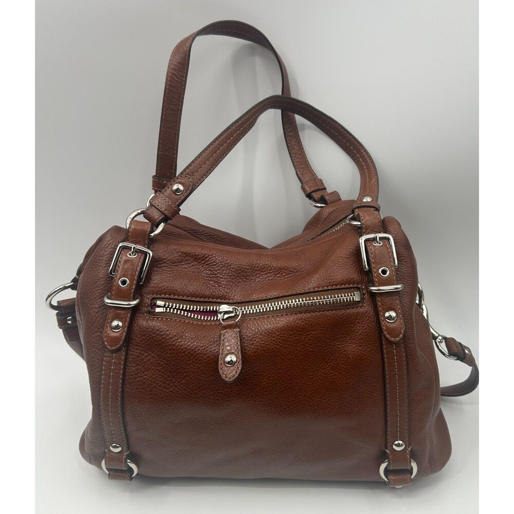 Coach F17566 Alexandra Brown Leather Tote Bag Convertible Crossbody Purse